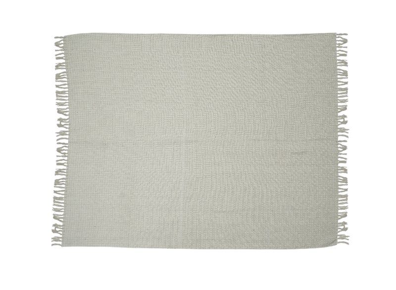 Ambrosia 130 x 160 cm Premium Cotton Honeycomb Throw Blanket in Natural White color, 400GSM Waffle Weave Fringed Sofa Bed Cover and Boho Decorative Mat - Image 3